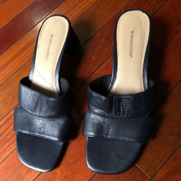 Classic Worthington Leather Block Heel Mule Slide - Picture 3 of 8